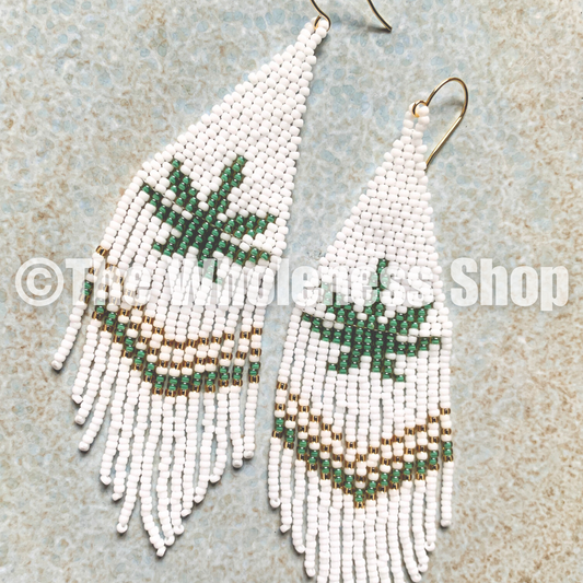 The "Ganja" Pattern Beaded Fringe Earrings