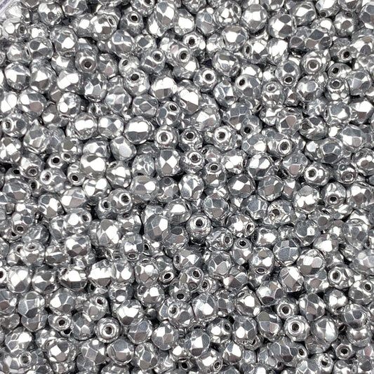 Disco Ball - Czech Glass Fire Polished Beads - 3mm - FP03-211 - Silver