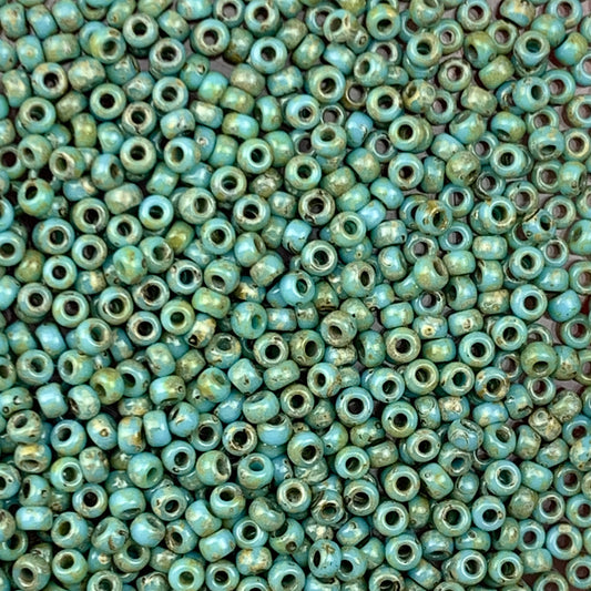 Picasso Turquoise - Miyuki Round Seed Beads - 11/0 - 4514 - Green/Blue