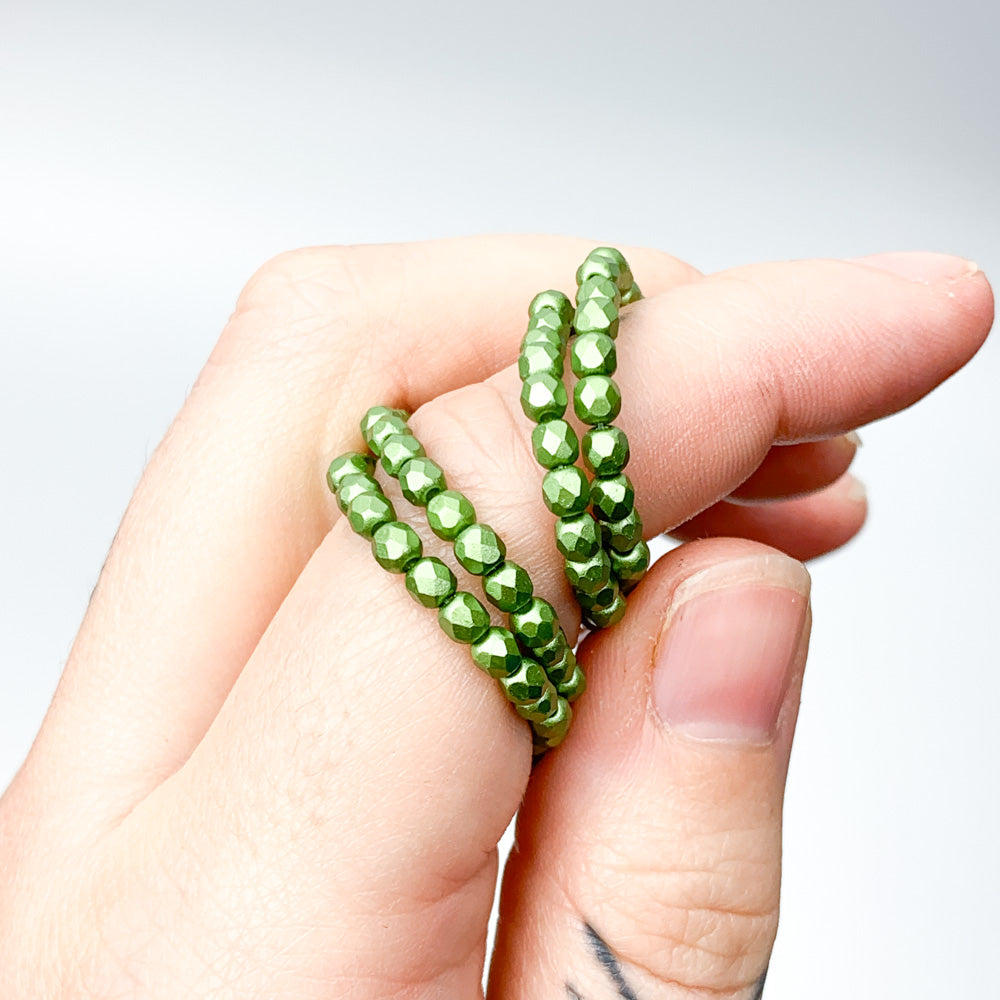 Olivine - Czech Glass Fire Polished Beads - 3mm - Green