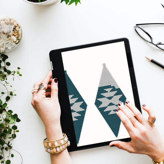 BUNDLE 25 Double Brick Stitch Diamond Earring Beading Templates for Tablet