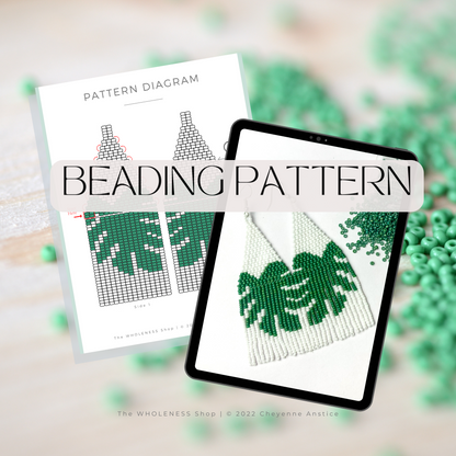 The "Monstera" Pattern Beaded Fringe Earring PDF