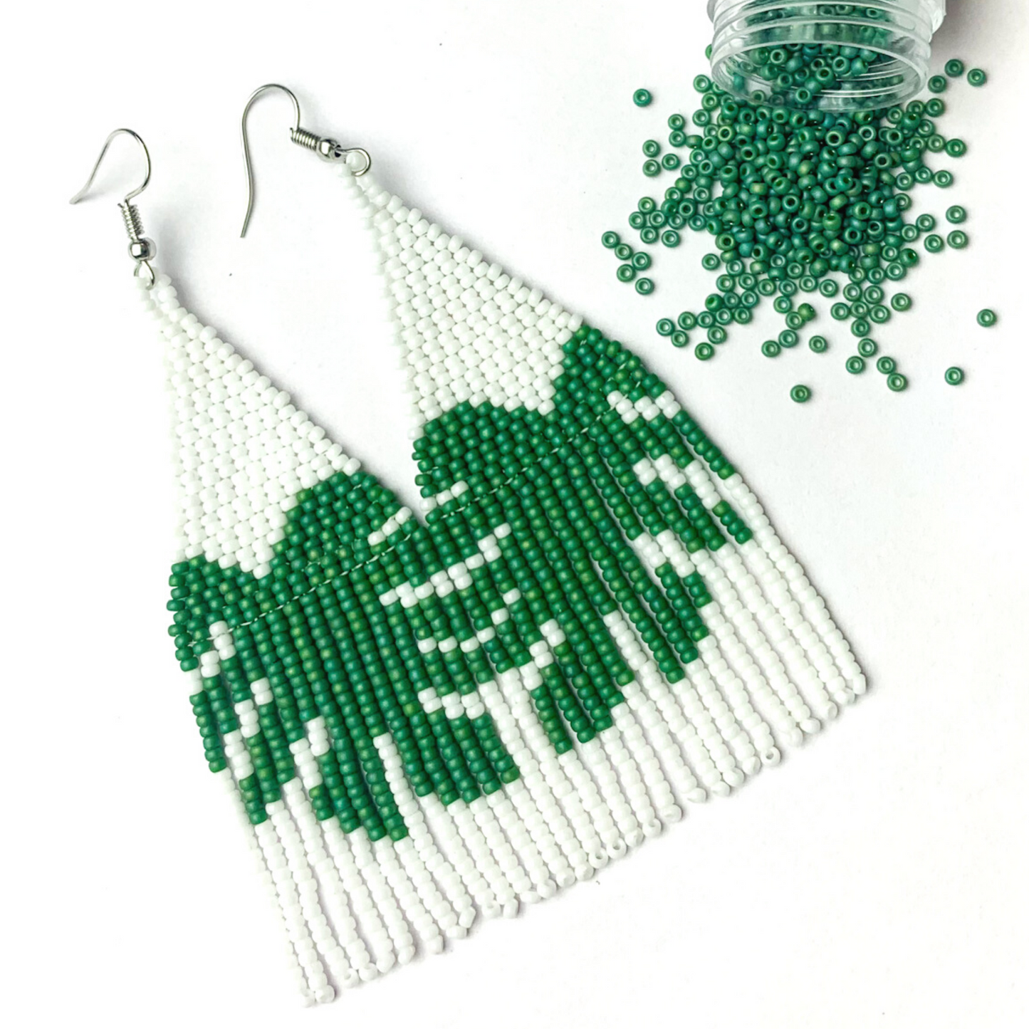 The "Monstera" Pattern Beaded Fringe Earring PDF