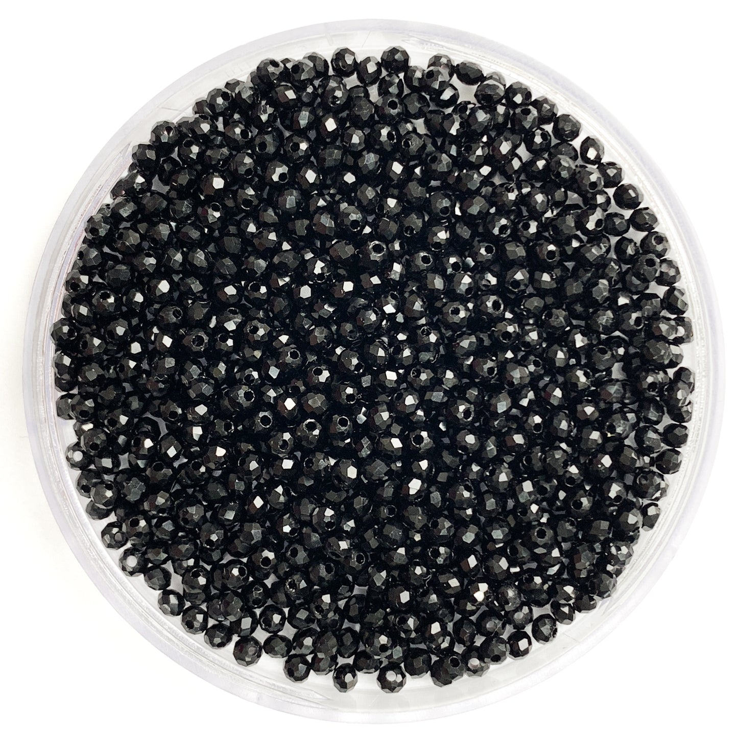 Raven Black - 3mm Rondelle Beads (TWS-R01) | Faceted Jet Black Finish | 4g