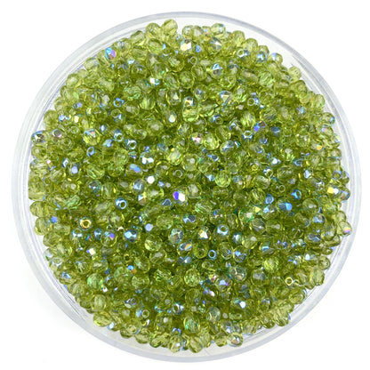 Soft Moss AB- Czech Glass Fire Polished Beads - 3mm - FP03-55AB - Green