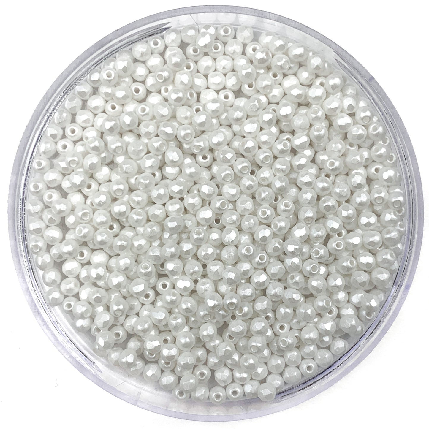 Pearl White - Czech Glass Fire Polished Beads - 3mm - FP03-337 - White