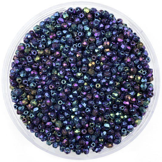 Purple Iris - Czech Glass Fire Polished Beads - 3mm - FP03-4