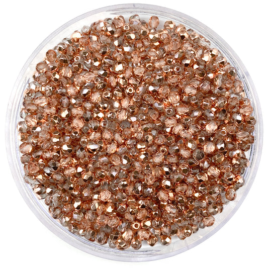 Copper Glitz AB - Czech Glass Fire Polished Beads - 3mm - FP03-28