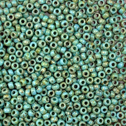 Picasso Turquoise - Miyuki Round Seed Beads - 11/0 - 4514 - Green/Blue