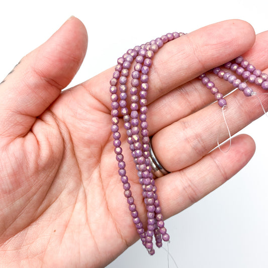 Chalk Violet  - Czech Glass Fire Polished Beads - 3mm - Purple
