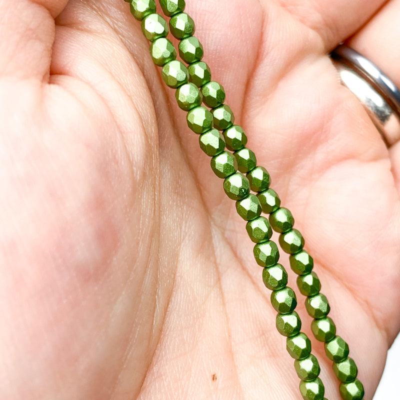 Olivine - Czech Glass Fire Polished Beads - 3mm - Green