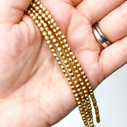 Bronze Pale Gold - Czech Glass Fire Polished Beads - 3mm - Gold