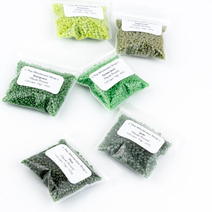 20% Off |Moss & Meadow Bead Bundle | 10g of 6 Gradient Green Shades | Miyuki 11/0 Seed Beads