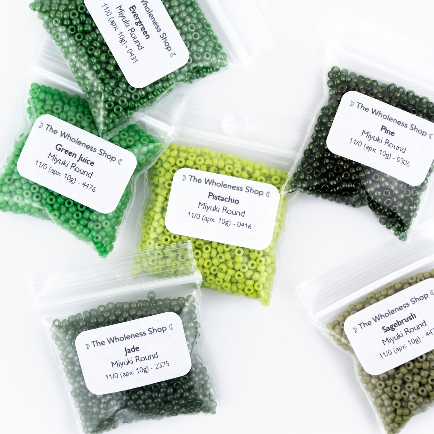 20% Off |Moss & Meadow Bead Bundle | 10g of 6 Gradient Green Shades | Miyuki 11/0 Seed Beads