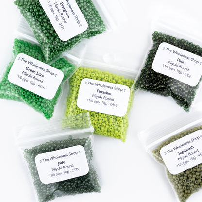 20% Off |Moss & Meadow Bead Bundle | 10g of 6 Gradient Green Shades | Miyuki 11/0 Seed Beads