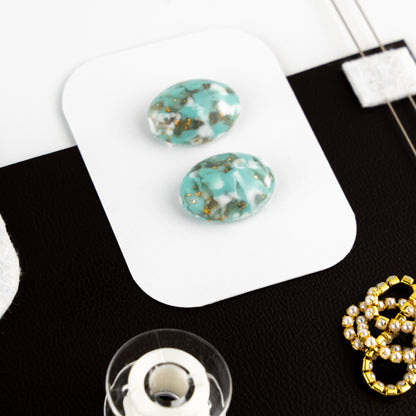 Aqua Gold Flat-Stitching Kit | Vintage Turquoise Cabochons + Luxe Accents | Complete Beading Kit