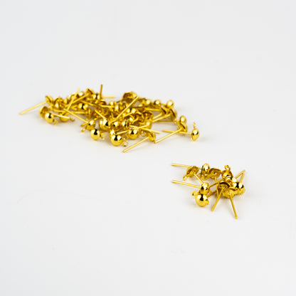 Half Round Ear Posts - Gold Plated - 6mm - 10 pcs